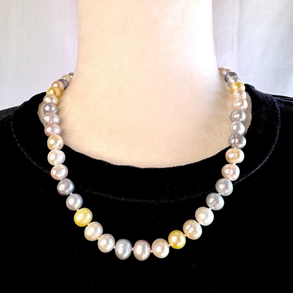 Honora Collection Freshwater Pearls Pastel Multi-color 8-9mm Necklace 18” Long